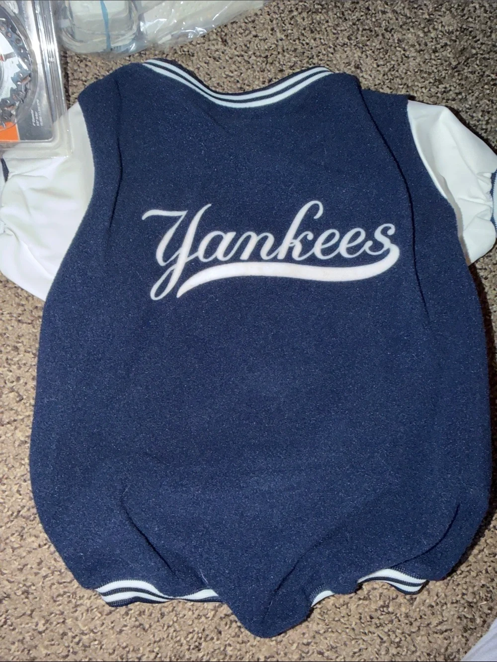 Navy & White Kids Varsity Jacket